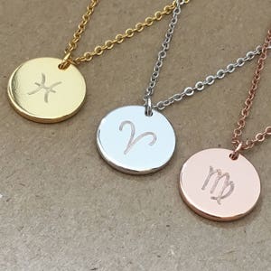 Zodiac Necklace Personalized, Virgo Pisces Aries Necklaces, Astrology Necklace, Zodiac Sign Jewelry, Rose Gold Silver Necklace, Birthday image 1