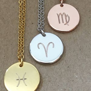 Zodiac Necklace Personalized, Virgo Pisces Aries Necklaces, Astrology Necklace, Zodiac Sign Jewelry, Rose Gold Silver Necklace, Birthday image 4