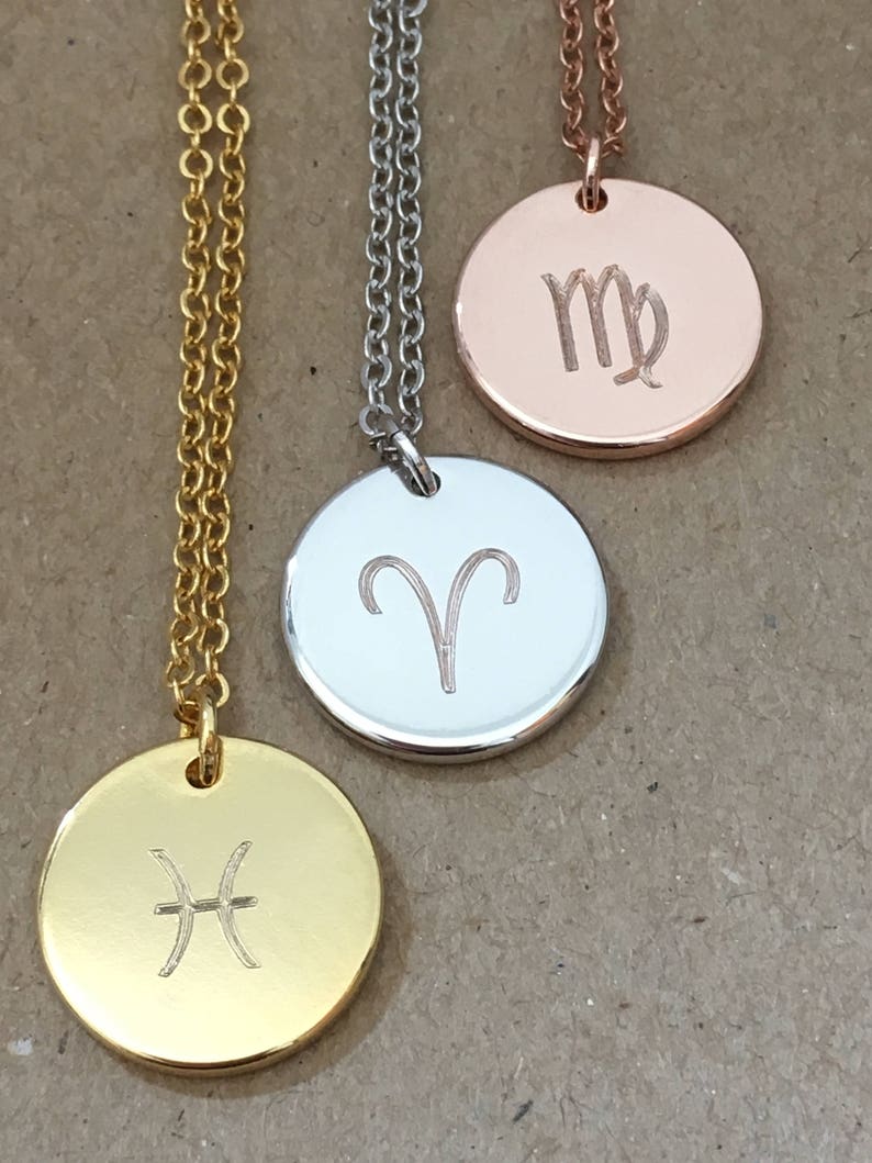 Zodiac Necklace Personalized, Virgo Pisces Aries Necklaces, Astrology Necklace, Zodiac Sign Jewelry, Rose Gold Silver Necklace, Birthday image 4