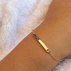 Personalized Bracelet Rose Gold, Personalized Gift Name Bracelet Engraved or Initials, Custom Bracelet, Personalized Bar Bracelet image 4