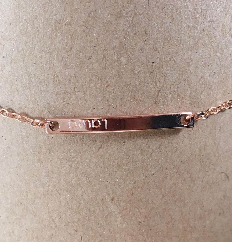 Personalized Bracelet Rose Gold, Personalized Gift Name Bracelet Engraved or Initials, Custom Bracelet, Personalized Bar Bracelet image 5