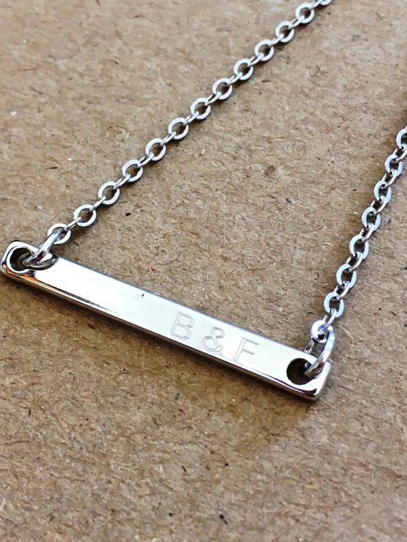 Initial bar online necklace silver