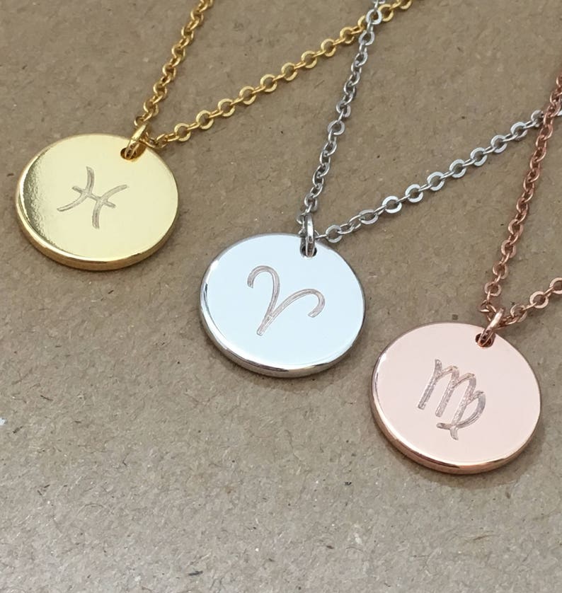 Zodiac Necklace Personalized, Virgo Pisces Aries Necklaces, Astrology Necklace, Zodiac Sign Jewelry, Rose Gold Silver Necklace, Birthday image 1