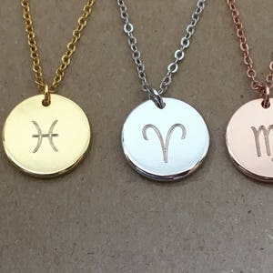 Zodiac Necklace Personalized, Virgo Pisces Aries Necklaces, Astrology Necklace, Zodiac Sign Jewelry, Rose Gold Silver Necklace, Birthday image 5