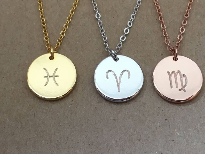 Zodiac Necklace Personalized, Virgo Pisces Aries Necklaces, Astrology Necklace, Zodiac Sign Jewelry, Rose Gold Silver Necklace, Birthday image 5