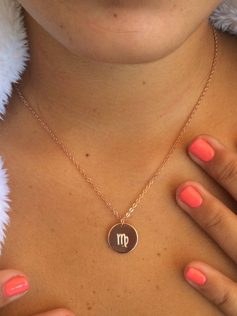 Zodiac Necklace Personalized, Virgo Pisces Aries Necklaces, Astrology Necklace, Zodiac Sign Jewelry, Rose Gold Silver Necklace, Birthday image 3