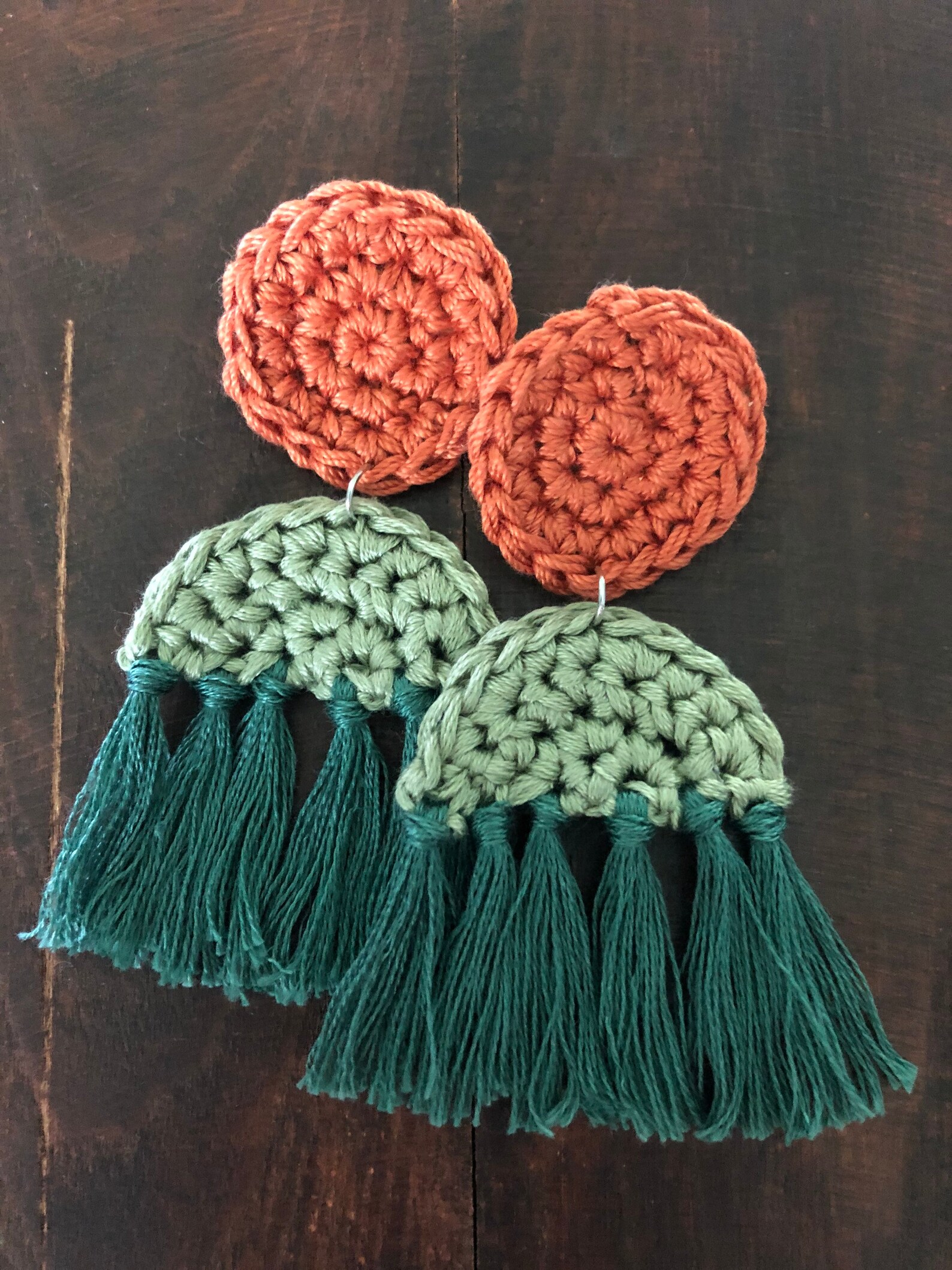 Stacked Semicircle Crochet Earrings Etsy