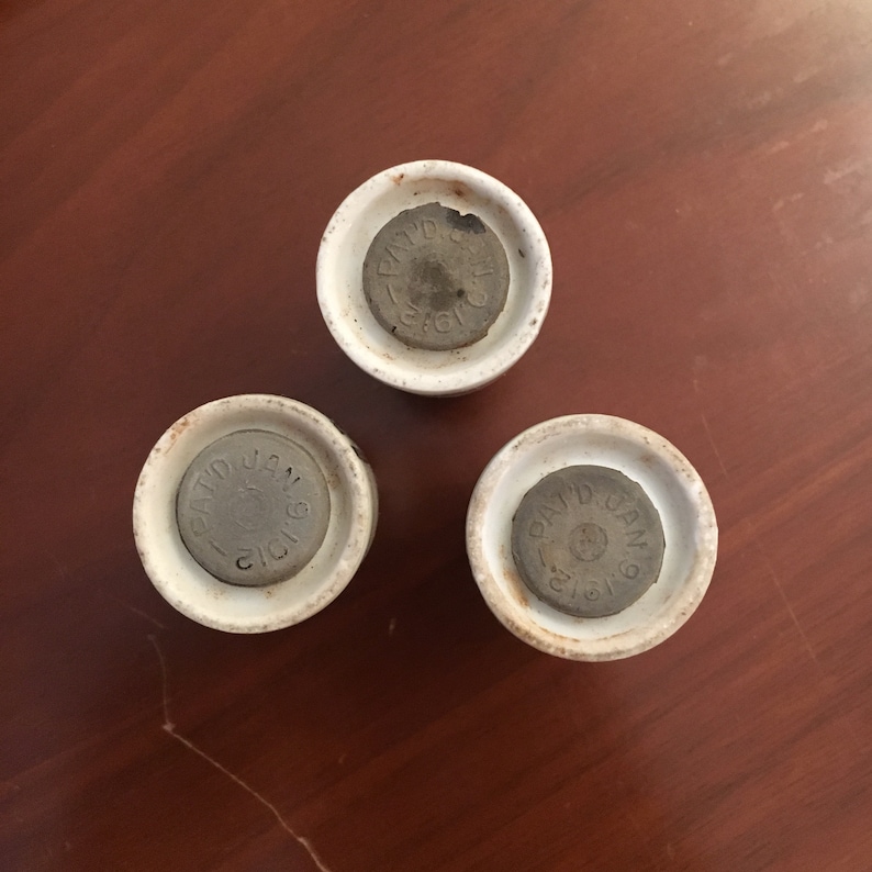1912 Antique Salt /& Pepper Shaker Set of 3