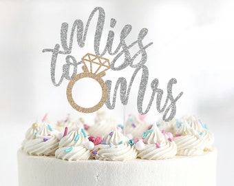 Miss to Mrs Cake Topper, Glitter Bridal Shower Decor