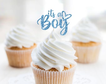 Its A Boy Baby Shower Cupcake Toppers X24 Comestible Fée Gâteau Décorations Bleu 