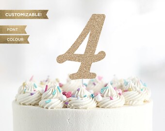Four Age Fourth 4th Birthday Cake Topper