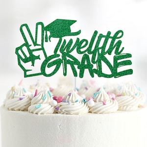 Twelfth Grade Graduation Cake Topper, 12th Grade Grad Cake Topper, Peace Out High School, Class of 2024 Cake Topper, Graduation Decor