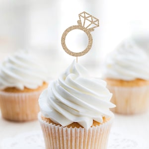 Engagement Ring Cupcake Toppers, Bachelorette Party Toppers, Bridal Shower Toppers, Diamond Ring Toppers, Ring Toppers