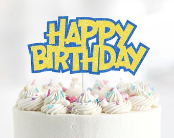 Glitter Happy Birthday Cake Topper, Boys Birthday Party