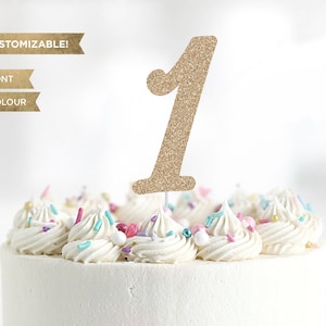 1 Cake Topper, One Cake Topper, Age Cake Topper, Number Cake Topper, Birthday Party Decor, Birthday Age Cake Topper, Glitter Cake Topper