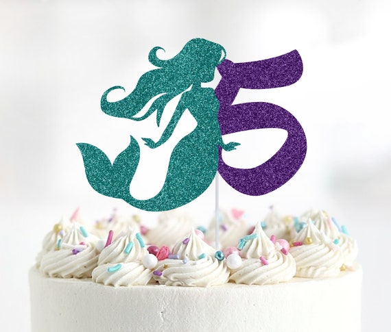 Mermaid Cake Topper, Mermaid Age Birthday Cake Topper, Oneder the
