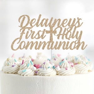 First Holy Communion Cake Topper, Personalized First Holy Communion Cake Topper, Custom Cake Topper, God Bless, Cross, Baptism, Christening