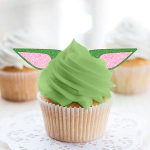 Green Ears Cupcake Topper, Galaxy Theme Cupcake Topper, Dark Side Cupcake, May the Forties Be With You, May 4th Birthday, Darth, 40 Birthday