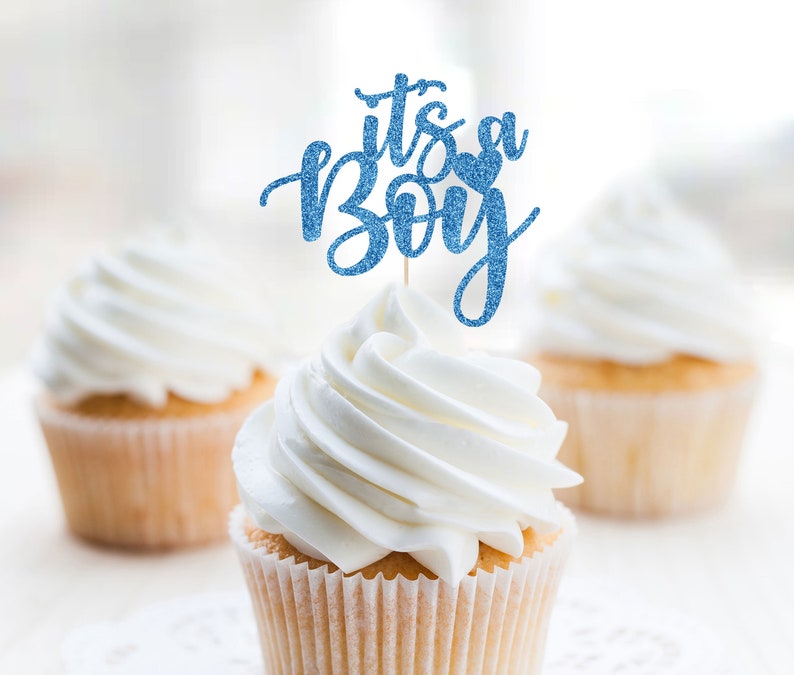 It's A Boy Baby Shower Cupcake Topper Set Boy Baby Shower Etsy