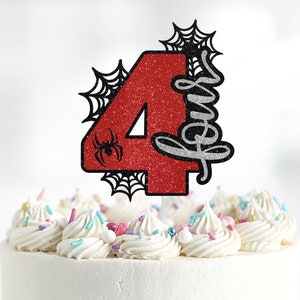 Spider Cake Topper, Spider 4th Birthday Cake Topper, Spiderweb Cake Topper, Any Age, Custom Spider Cake Topper, Superhero Cake Topper