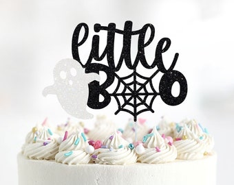 Little Boo Glitter Cake Topper, Halloween Baby Shower, Gender Reveal