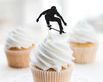 Skateboard Cupcake Topper, Skateboarder Birthday Decor, Graffiti Accent