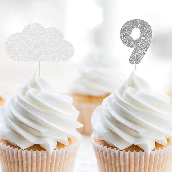 On Cloud 9 Cupcake Topper Set, Cloud Cupcake Toppers, 9th Birthday Decorations, Dreamy Decorations, Baby Shower, Bridal Shower, Cloud Nine