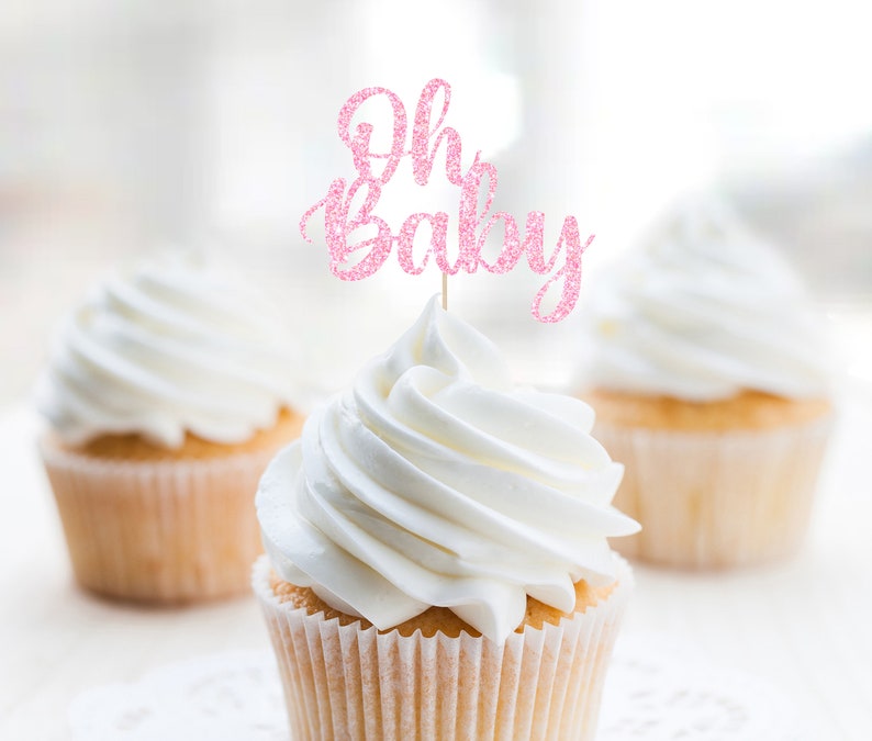 Oh Baby Cupcake Topper Baby Shower Decorations Baby Boy Etsy