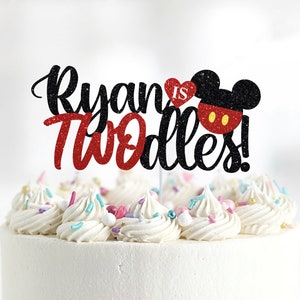 Oh Twodles Cake Topper, I&#39;m TWOdles Cake Topper, Mouse Ears 2nd Birthday, Boys Second Birthday Theme, Custom Mouse Cake Topper, Personalized
