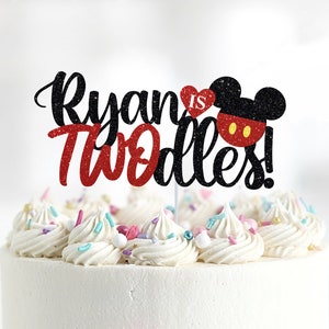 Oh Twodles Cake Topper, I'm TWOdles Cake Topper, Mouse Ears 2nd Birthday, Boys Second Birthday Theme, Custom Mouse Cake Topper, Personalized