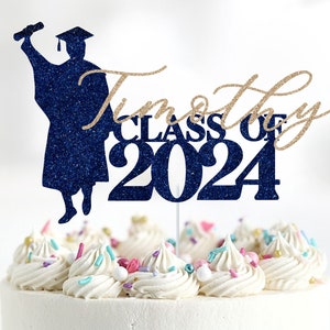 Congrats Grad Cake Topper, Personalized Grad Cake Topper, Class of 2024 Cake Topper, Grad Cap Cake Topper, Boys Graduation Decorations