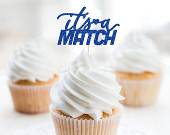 It's A Match Glitter Cupcake Toppers, Match Day Party Decor