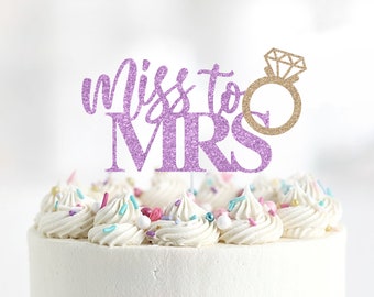 Miss to Mrs Glitter Cake Topper, Bridal Shower Decor