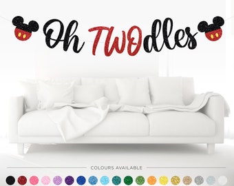 Oh TWOdles Banner, Mouse Theme, Second Birthday Party Decor