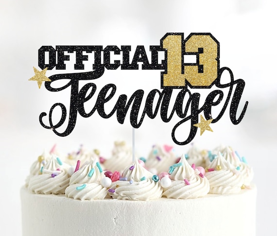 Happy 13th Birthday Cake Topper – „Offical Teenager“ In Rose Gold Glitter, Für Geburtstagstorte & Deko