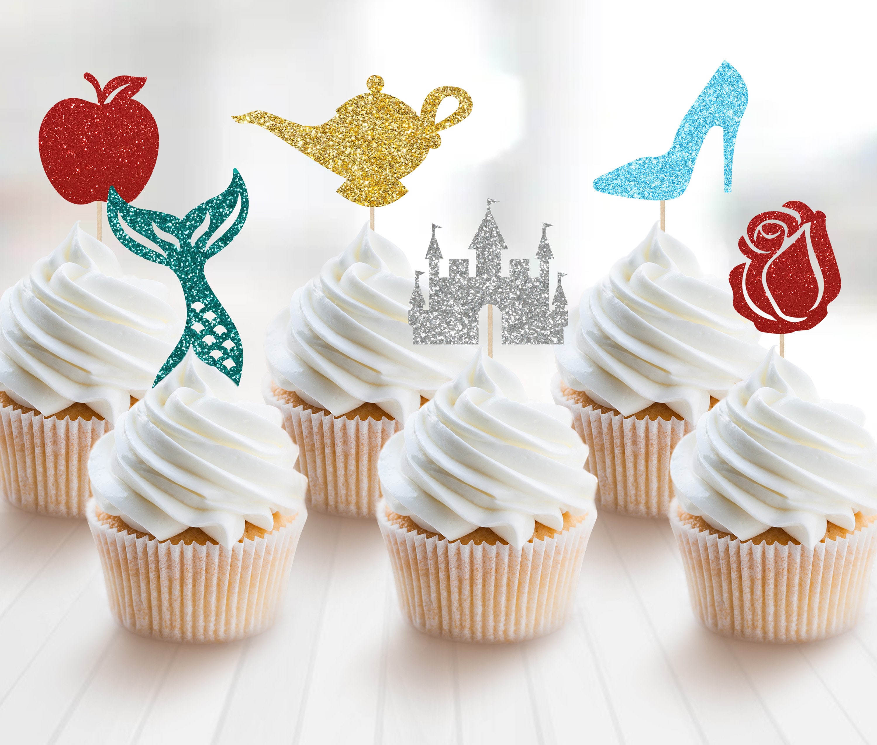 Disney Princess Cupcake Topper Set Disney Symbols Cupcake Etsy
