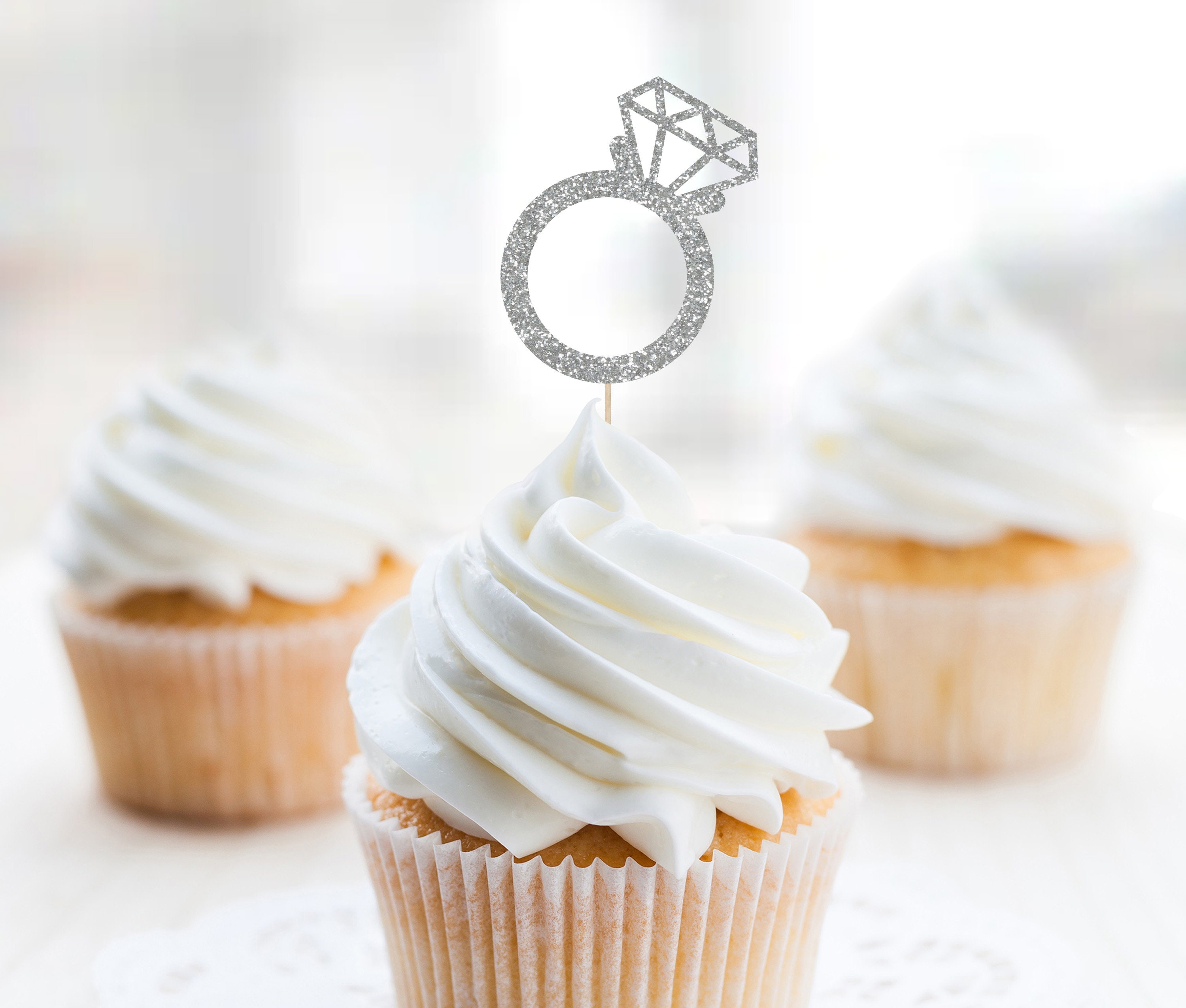 Engagement Ring Cupcake Toppers Bachelorette Party Toppers Etsy
