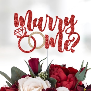 Marry Me Floral Pick, Will You Marry Me?, Proposal Ideas, Proposal Decorations, Engagement Ideas, Wedding Cake Topper, Anniversary Topper