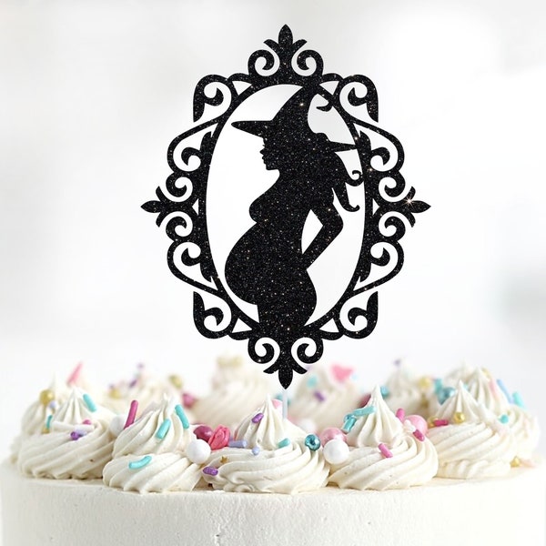 Halloween Baby Shower Cake Topper, A Baby is Brewing Cake Topper, Halloween Gender Reveal Cake Topper, Pregnant Witch Topper, Little Boo