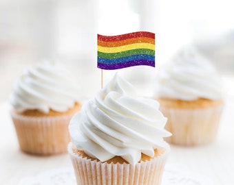 Regenbogen Flagge 12 Essbare erhebe dich Kuchen Toppers Dekoration Lesbisch CSD LGBT Regenbogen Flagge 12 Essbare erhebe dich Kuchen Toppers Dekoration Lesbisch CSD LGBT