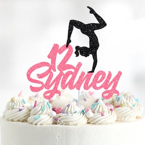 Personalized Gymnastics Cake Topper, Custom Gymnastics Cake Topper, Gymnast Cake Topper, Birthday Gymnastic, Name and Age Cake Topper