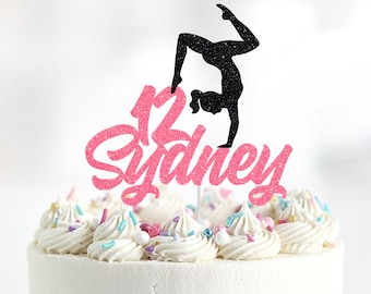 Personalized Gymnastics Cake Topper, Custom Gymnastics Cake Topper, Gymnast Cake Topper, Birthday Gymnastic, Name and Age Cake Topper