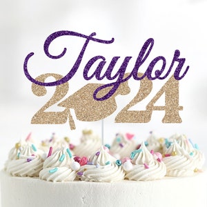 Personalized Grad Cake Topper, Custom Grad, Class of 2024 Cake Topper, Congrats Grad Cake Topper, Grad Cap Cake Topper, Grad Decorations