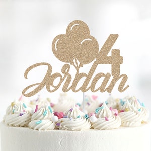 Personalized Balloons Cake Topper, Any Age Cake Topper, Four Cake Topper, Birthday Cake Topper, Customized Cake Topper, Birthday Party Decor