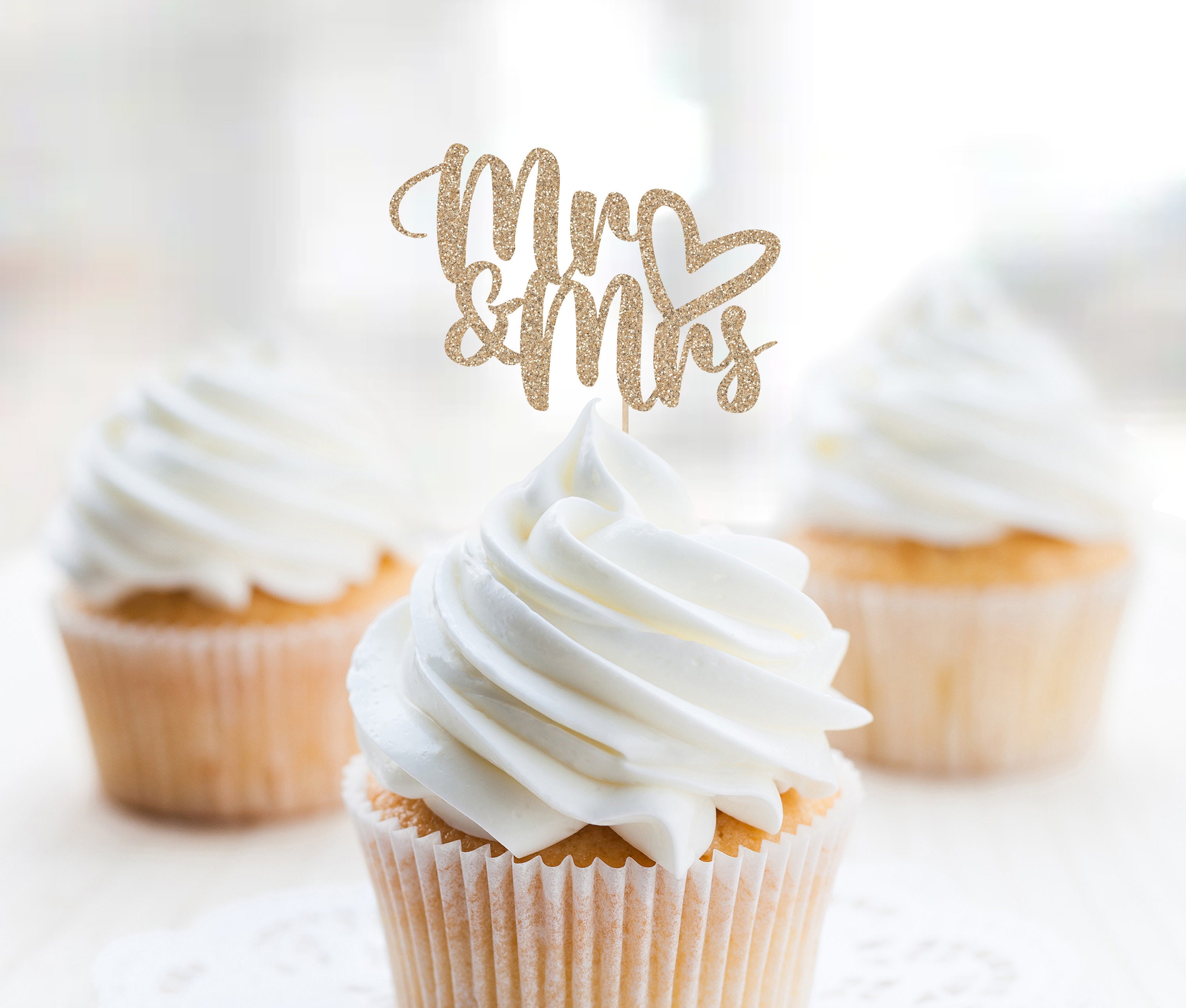 Mr & Mrs Cupcake Toppers Wedding Cupcake Toppers Engagement Etsy