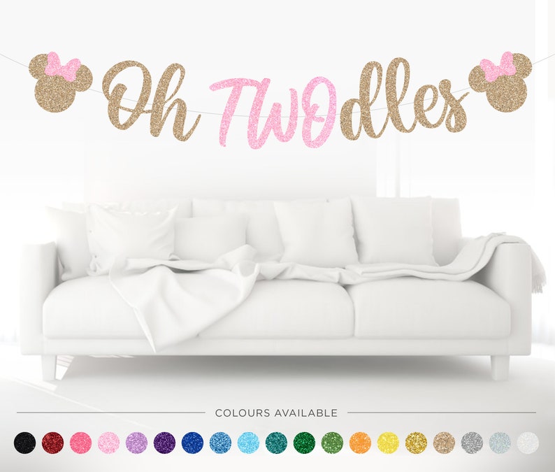 Oh TWOdles Banner, Mouse Banner, Second Birthday, Girls Birthday Ideas, Girls Second Birthday Theme, Party Decorations 