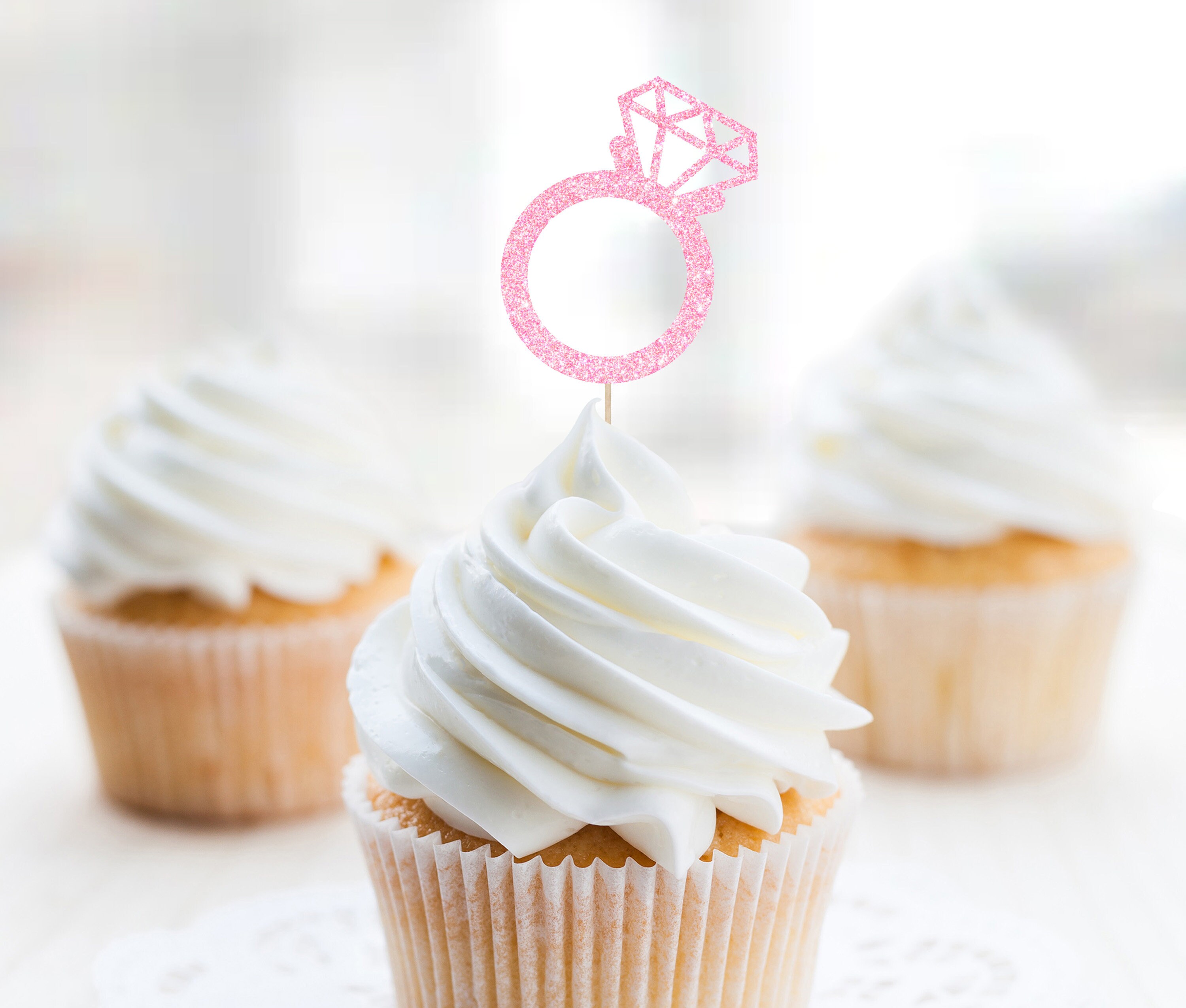 Engagement Ring Cupcake Toppers Bachelorette Party Toppers - Etsy