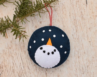 handmade felt snowman ornament, Christmas decor, Christmas gift, kids Christmas ornaments