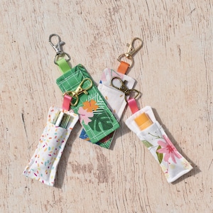lip balm holder keychain,  summer lip balm key chain