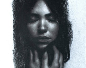 Original charcoal art "Contemporary portrait series", charcoal drawing